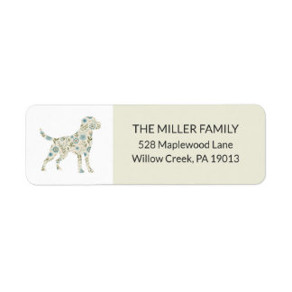 Floral Labrador Retriever Dog Silohouette Address