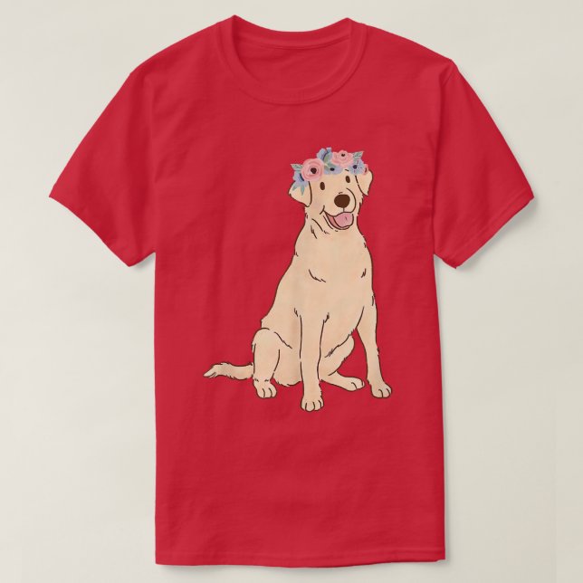 Floral Labrador Retriever Lovers Yellow Lab Dog Mo T-Shirt (Design Front)