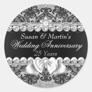 Floral & Lace 25th Wedding Anniversary Sticker