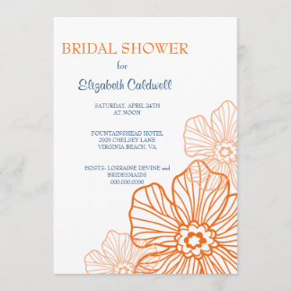 Floral Lace Bridal Shower Invitation | orange
