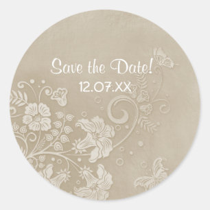Floral Lace Butterfly Wedding Classic Round Sticker