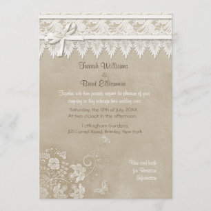 Floral Lace Butterfly Wedding Invitation