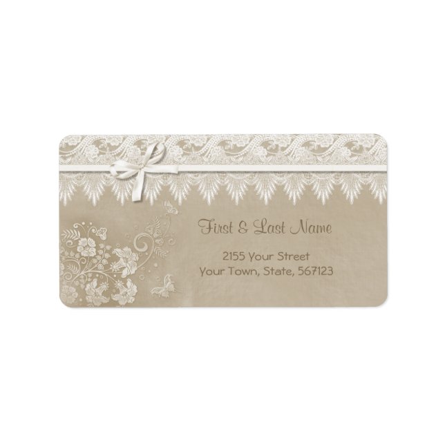 Floral Lace Butterfly Wedding Label (Front)