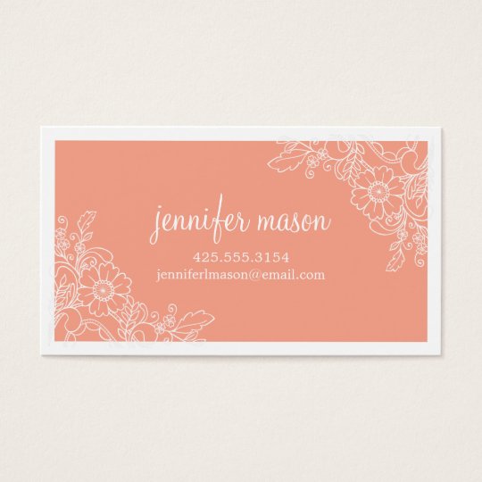 Floral Lace Calling Card - Coral