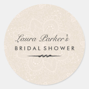 Floral Lace   Cream Bridal Shower Sticker
