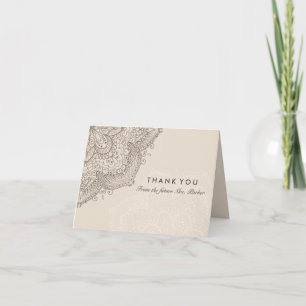 Floral Lace Cream Thank You Card