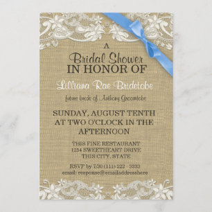 Floral Lace design and Ribbon Bridal Shower Invitation