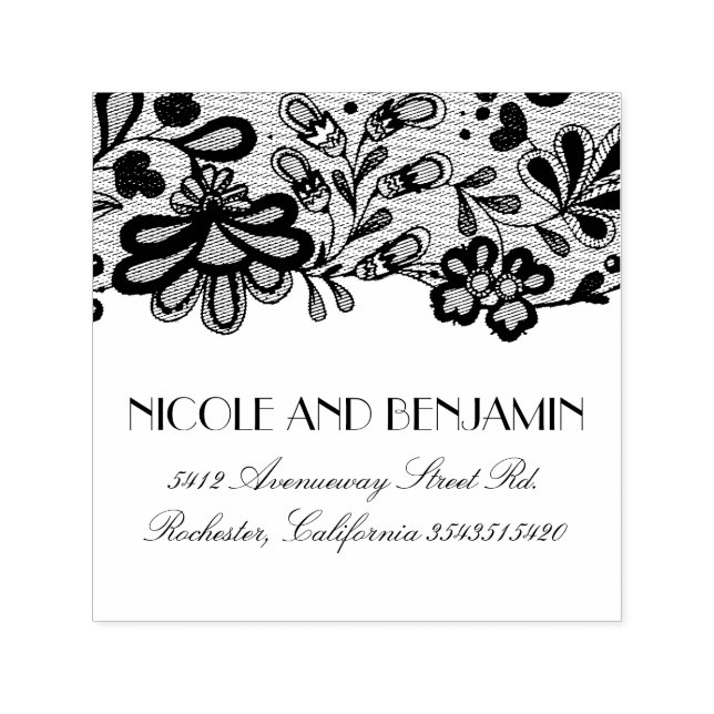 Floral Lace Elegant Wedding Self-inking Stamp (Design)