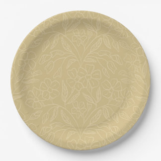 Floral Lace In Yellow Paper Plate