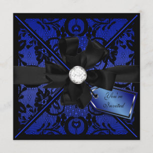 Floral Lace Invite with Diamond Bow