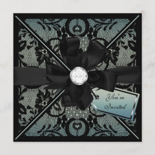 Floral Lace Invite with Diamond Bow