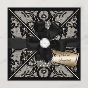 Floral Lace Invite with Diamond Bow