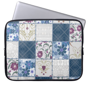 Floral Lace: Patchwork Seamless Background. Laptop Sleeve
