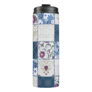 Floral Lace: Patchwork Seamless Background. Thermal Tumbler