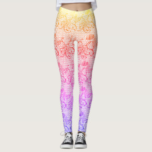 Floral Lace Pattern Colourful Leggings