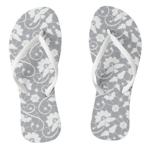 Floral Lace Pattern Flip Flops