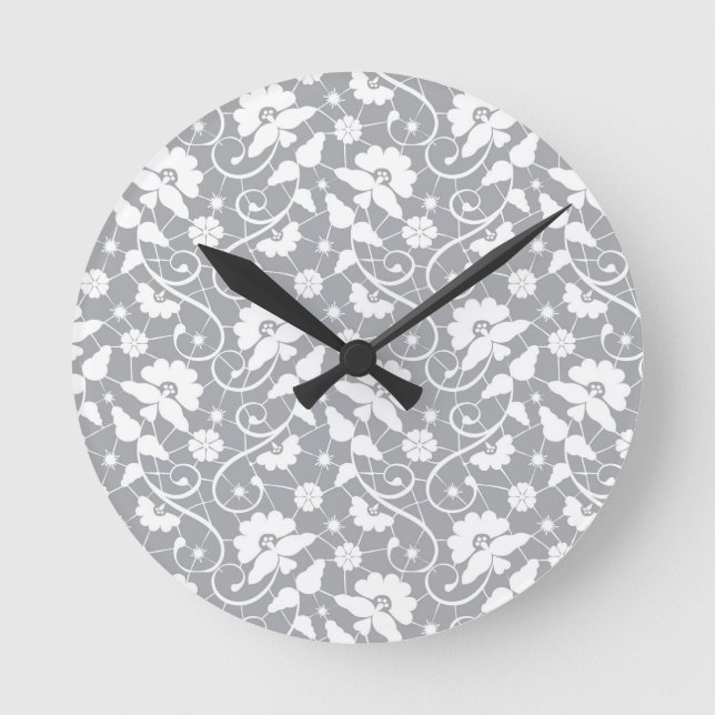 Floral Lace Pattern Round Clock (Front)