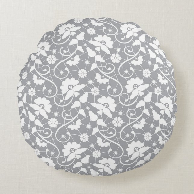 Floral Lace Pattern Round Cushion (Front)