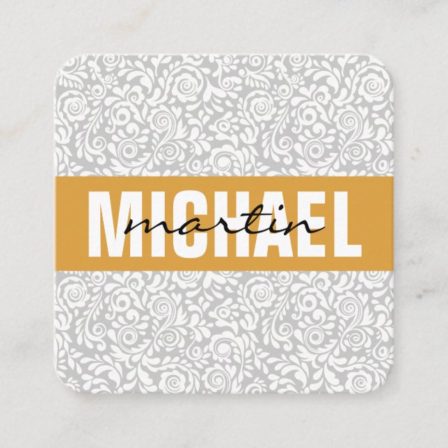 Floral Lace Pattern Square Business Card (Front)