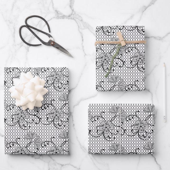 Floral Lace Pattern  Wrapping Paper Sheet (Front)