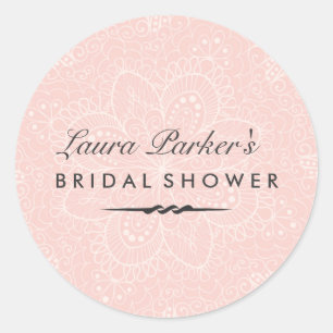 Floral Lace   Pink Bridal Shower Sticker