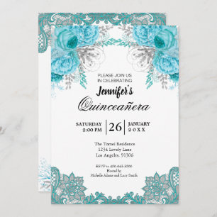 Floral Lace Quinceanera Invitation