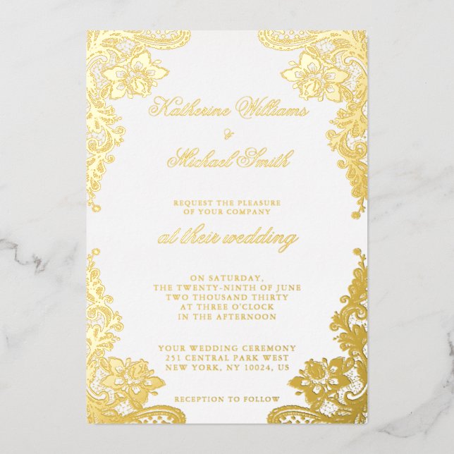 Floral Lace Wedding Real Gold Foil (Front)