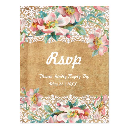 Floral lace with personalised background postcard