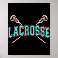 Floral Lacrosse Crossed Sticks LAX Girly Teal PInk