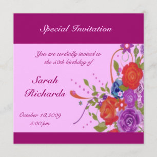 Floral Lady Birthday Invitation