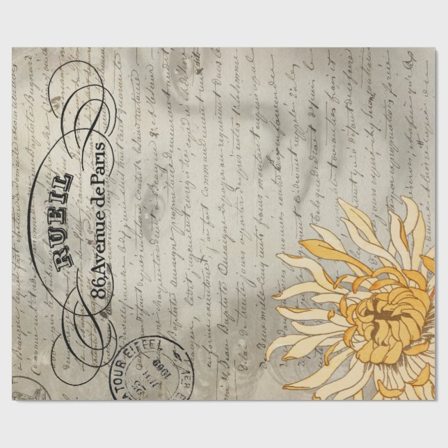 Floral Lady Decoupage Poster Wrapping Paper (Flat)