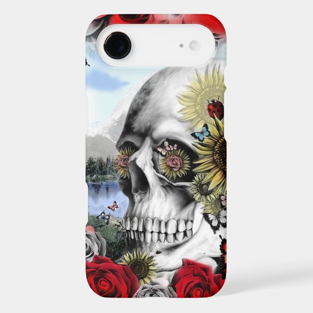 Floral landscape skull Case-Mate iPhone case (Back)