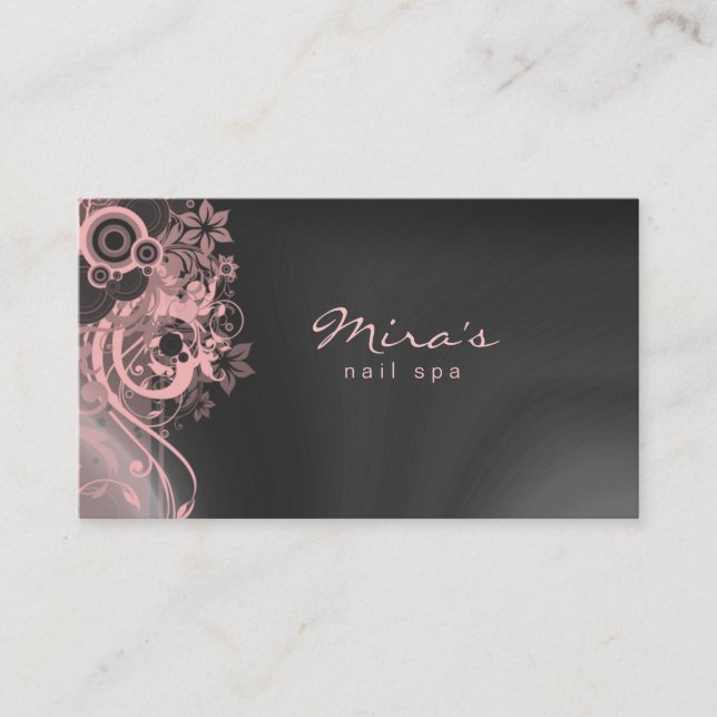 Floral Landscaping Business Card Grey Pink (Front)