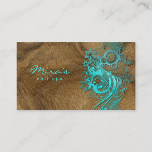 Floral Landscaping Business Card Wood Blue