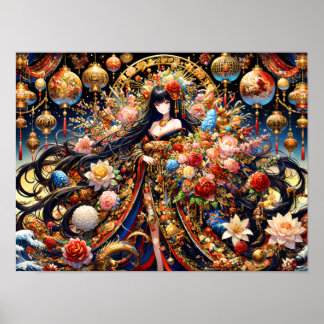 Floral Lantern Queen adorned royal beauty Poster