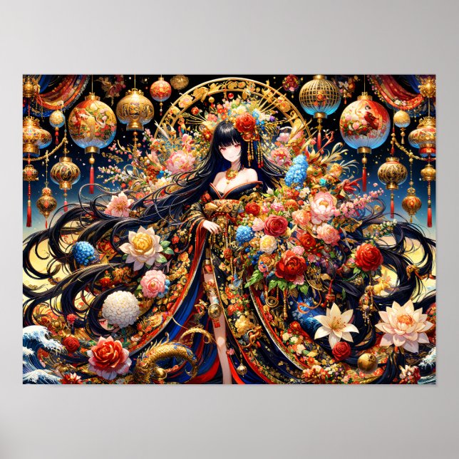 Floral Lantern Queen adorned royal beauty Poster (Front)