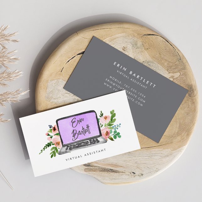 Floral Laptop | Virtual Assistant Business Card (Creator Uploaded)