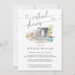 Floral Laptop   Virtual Baby Shower Invitation