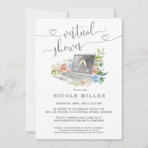 Floral Laptop   Virtual Bridal Shower Invitation