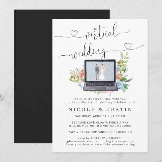 Floral Laptop | Virtual Wedding Invitation (Front/Back)