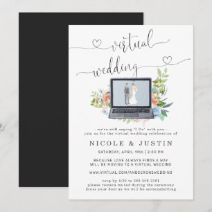 Floral Laptop Virtual Wedding Invitation
