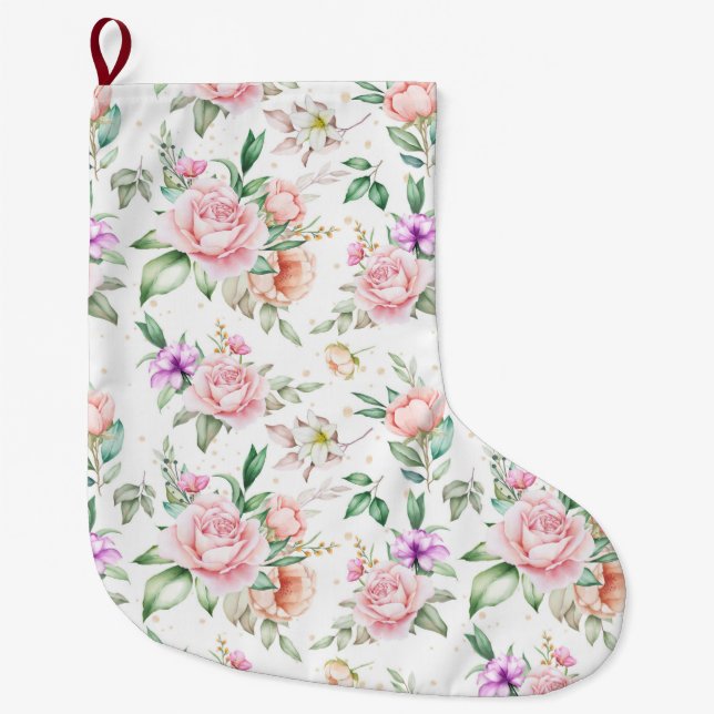 Floral Large Christmas Stocking (Front)