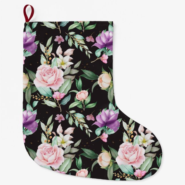 Floral Large Christmas Stocking (Front)