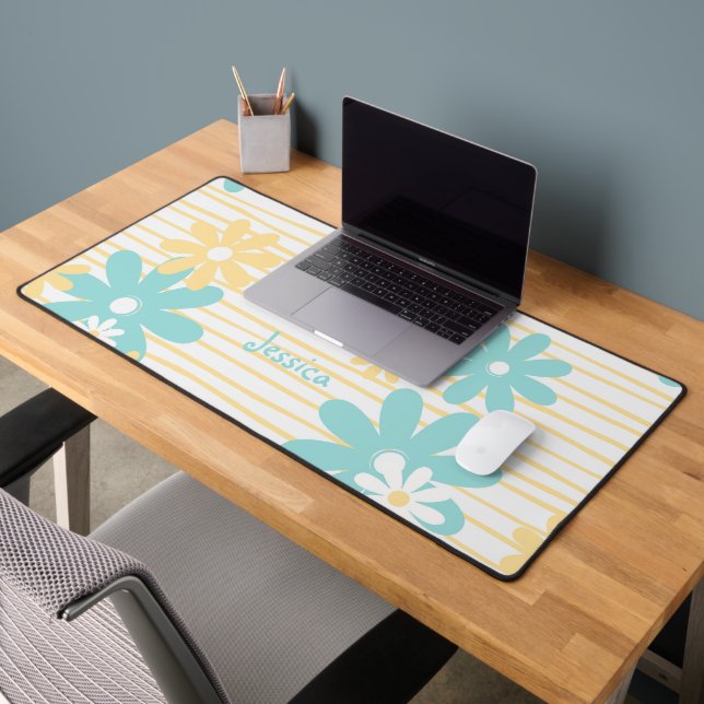 Floral Large Mouse Pad | Girls Cute Desk Mat (Office 2)