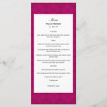 Floral Lattice Magenta Pattern Wedding Menu Card<br><div class="desc">Lay out details of your wedding dinner menu and get everyone excited with the promise of great food. The Floral Lattice magenta design features a 'prosperous new life' themed geometric pattern with two-tone flowers on a bright magenta pink background.</div>