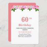 Floral & Laurel Leaves 40th, 60th Birthday Invitation<br><div class="desc">Chic  floral and laurel leaves 40th or 60th Birthday on coral pink and white Party Invitation. Delicate pink peony flowers as header. Flowers are for love and laurel leaves are for wisdom!</div>