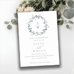 Floral Laurel Wreath Monogram Engagement Invite<br><div class="desc">If you need any further customisation please feel free to message me on yellowfebstudio@gmail.com.</div>