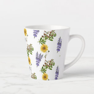 Floral Lavender and Sunflower Pattern Latte Mug
