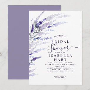Floral Lavender Botanical Lilac Boho Bridal Shower Invitation