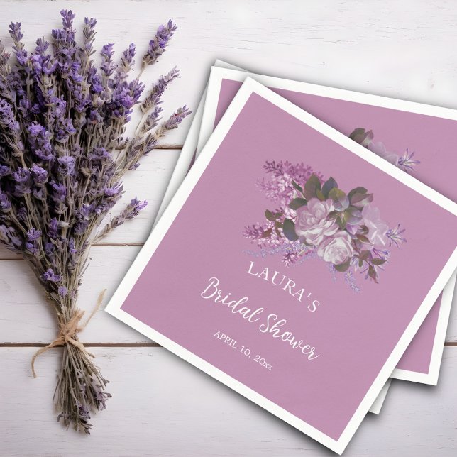 Floral Lavender  Bridal Shower  Napkin (Creator Uploaded)